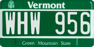 VT license plate WHW956
