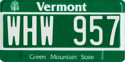 VT license plate WHW957