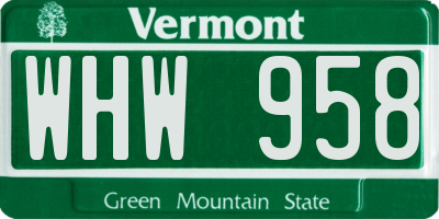 VT license plate WHW958