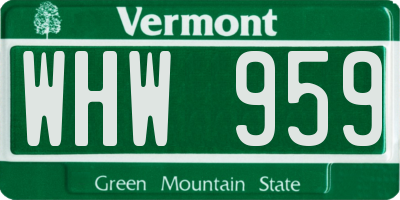 VT license plate WHW959