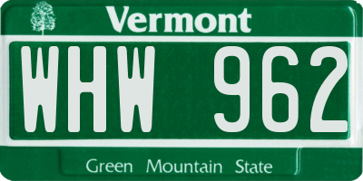 VT license plate WHW962