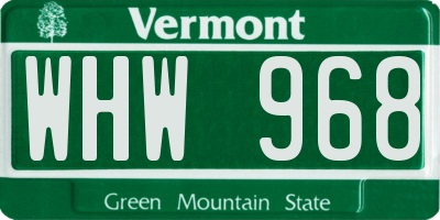 VT license plate WHW968