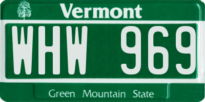 VT license plate WHW969