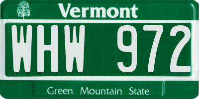 VT license plate WHW972