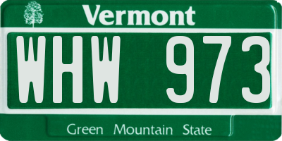 VT license plate WHW973