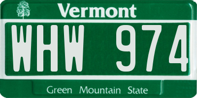 VT license plate WHW974