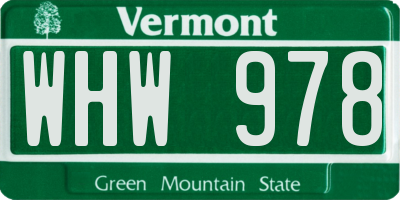 VT license plate WHW978