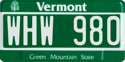 VT license plate WHW980