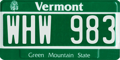 VT license plate WHW983