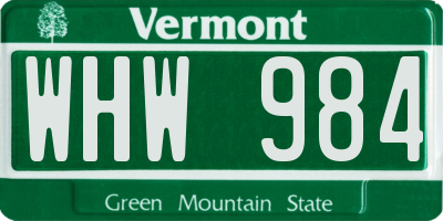 VT license plate WHW984
