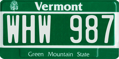 VT license plate WHW987