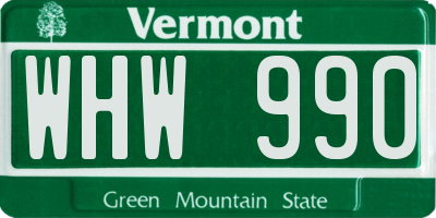 VT license plate WHW990