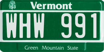 VT license plate WHW991