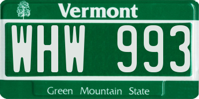 VT license plate WHW993