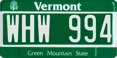 VT license plate WHW994