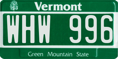VT license plate WHW996