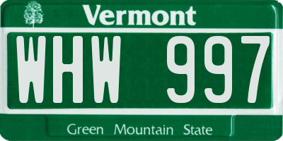 VT license plate WHW997