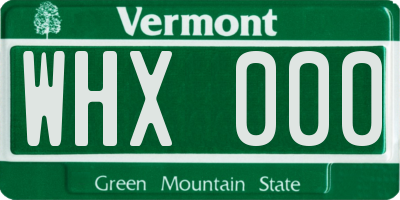 VT license plate WHX000
