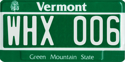 VT license plate WHX006