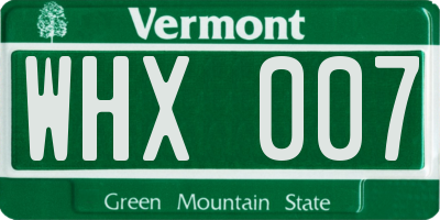 VT license plate WHX007