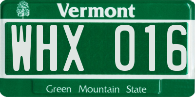 VT license plate WHX016