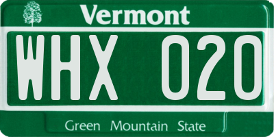 VT license plate WHX020