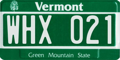VT license plate WHX021