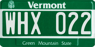 VT license plate WHX022