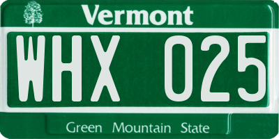 VT license plate WHX025