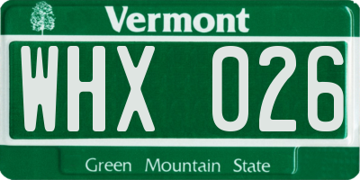 VT license plate WHX026