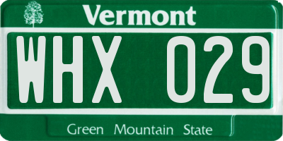 VT license plate WHX029