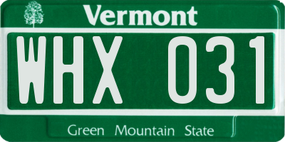 VT license plate WHX031