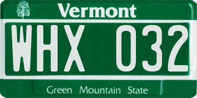 VT license plate WHX032