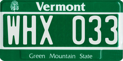 VT license plate WHX033