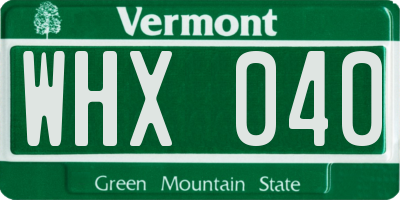 VT license plate WHX040