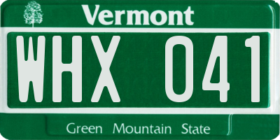 VT license plate WHX041