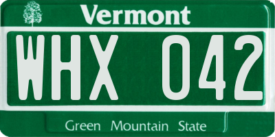 VT license plate WHX042