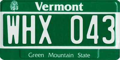 VT license plate WHX043