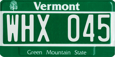VT license plate WHX045