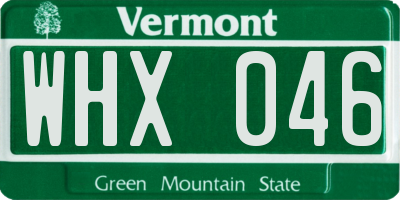 VT license plate WHX046