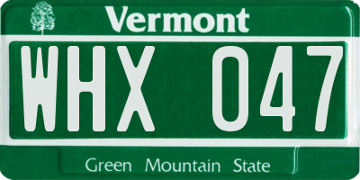 VT license plate WHX047