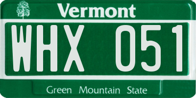 VT license plate WHX051
