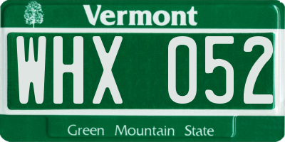 VT license plate WHX052