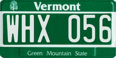 VT license plate WHX056