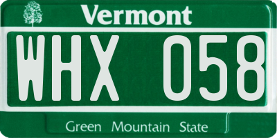 VT license plate WHX058