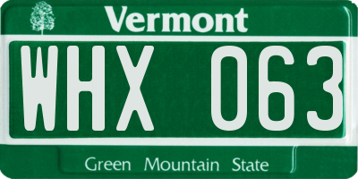 VT license plate WHX063