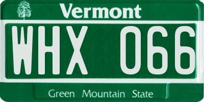 VT license plate WHX066