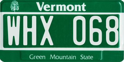 VT license plate WHX068