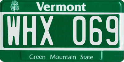 VT license plate WHX069