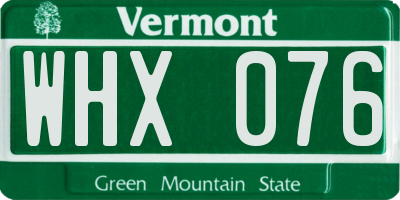 VT license plate WHX076